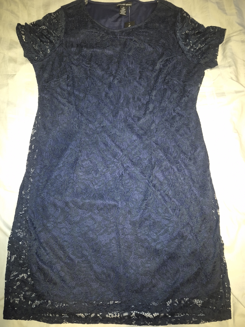 Charlotte Russe Navy Lace Overlay Shift Dress